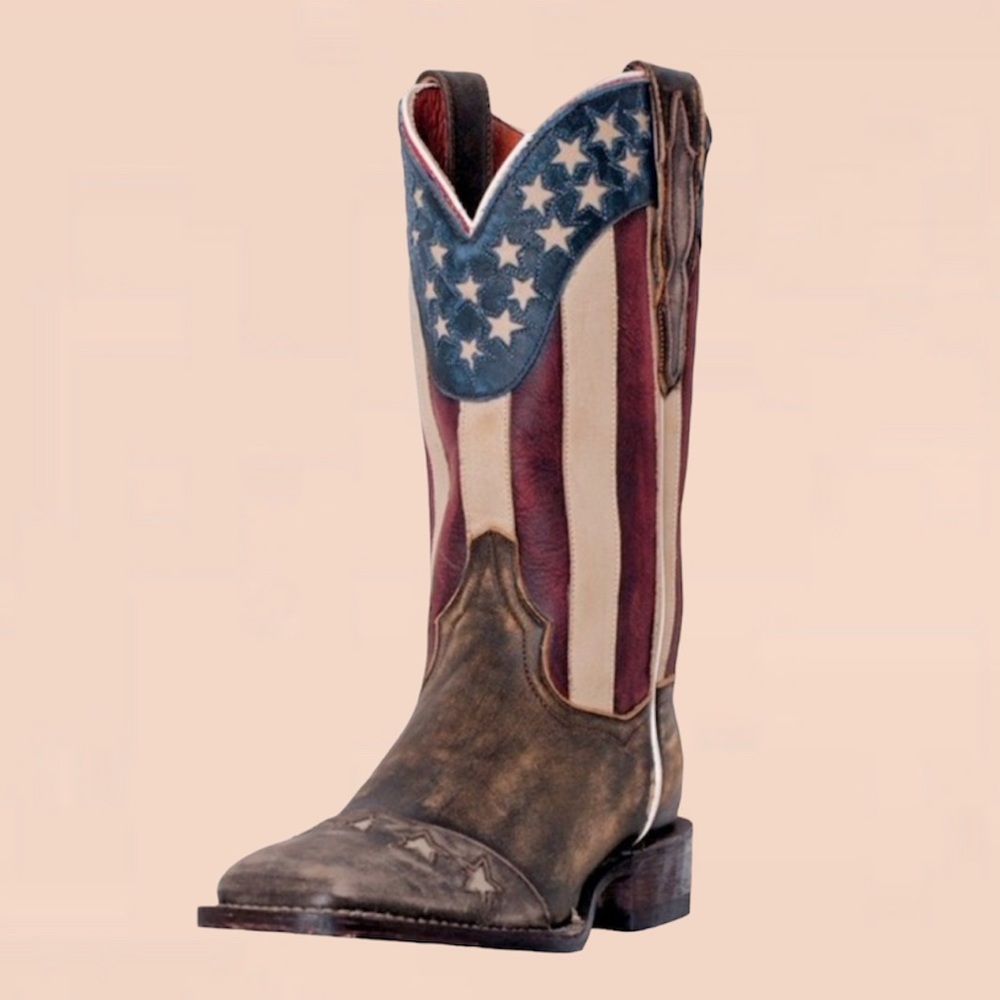 DAN POST Men “Betsy” Square Toed American Flag Cowboy Boots Size 11